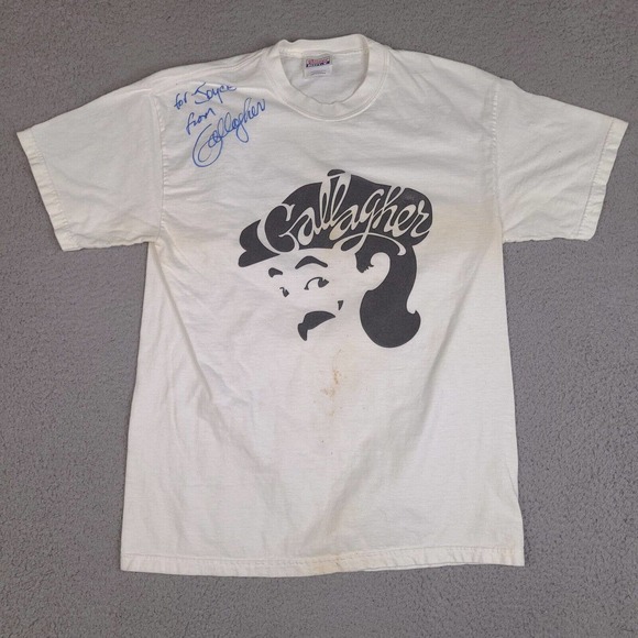 Vintage Gallagher T-Shirt Medium Autographed To Joyce Comedian USA Single Stitch - Picture 1 of 16